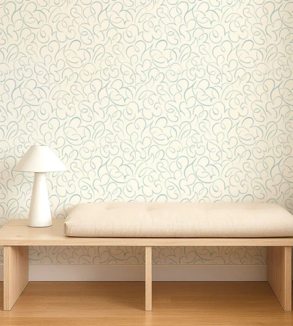Flo Swirl Wallpaper from Scion Pomona Wallpapers collection - blue contemporary
