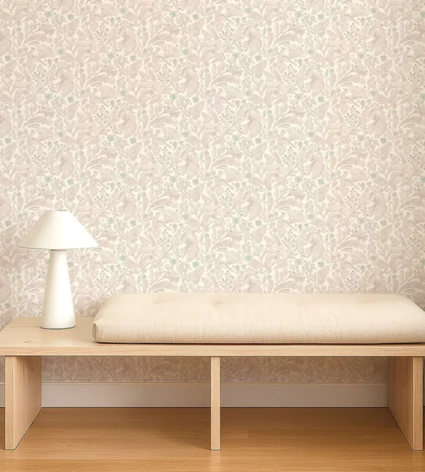 Dove Deer Wallpaper - Lilac by Dove Deer Wallpaper from Scion Pomona Wallpapers collection - pink animal