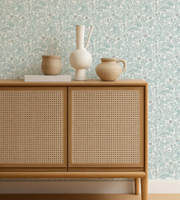 Dove Deer Wallpaper from Scion Pomona Wallpapers collection - blue animal