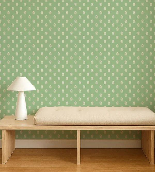 Ditsy Daisy Wallpaper - Jade by Ditsy Daisy Wallpaper from Scion Pomona Wallpapers collection - green spotted
