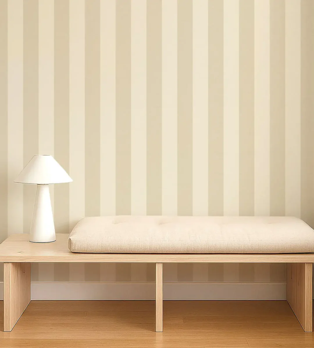 Central Stripe Wallpaper - Pebble by Central Stripe Wallpaper from Scion Pomona Wallpapers collection - neutral striped
