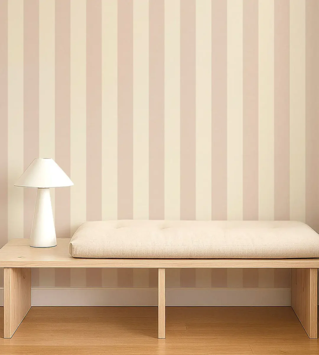 Central Stripe Wallpaper - Blush by Central Stripe Wallpaper from Scion Pomona Wallpapers collection - pink striped