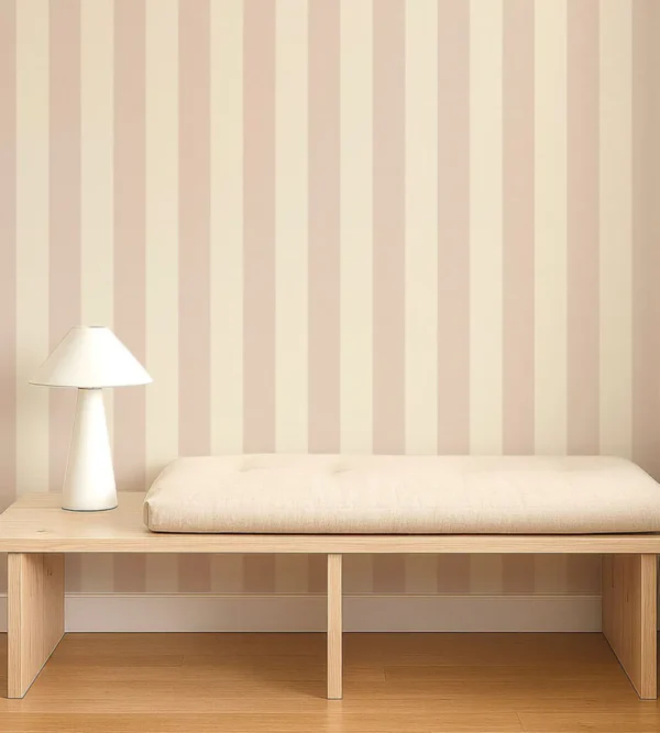Central Stripe Wallpaper - Blush by Central Stripe Wallpaper from Scion Pomona Wallpapers collection - pink striped