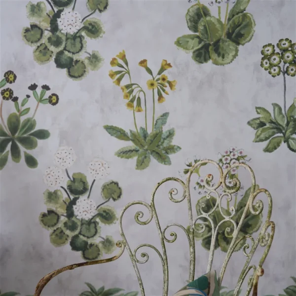 Primevère Wallpaper - Sage by Primevère Wallpaper from Designers Guild Palette Provencale Wallpapers collection - green botanical