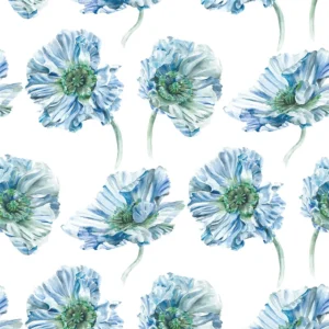 Coquelicot Fabric from Designers Guild Palette Provencale collection - blue botanical linen