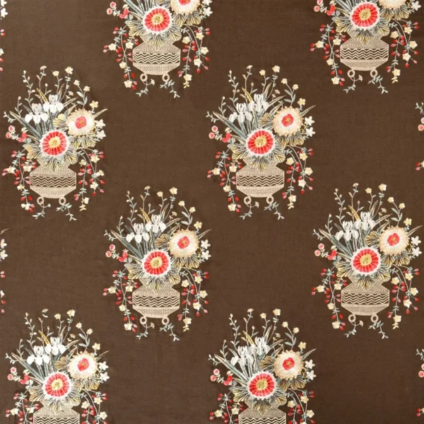 Palette Fabric from Designers Guild Palette Provencale collection - brown botanical embroideried