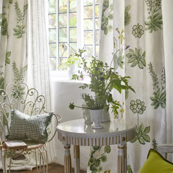 Primevère Fabric - Sage by Primevère Fabric from Designers Guild Palette Provencale collection - green botanical linen