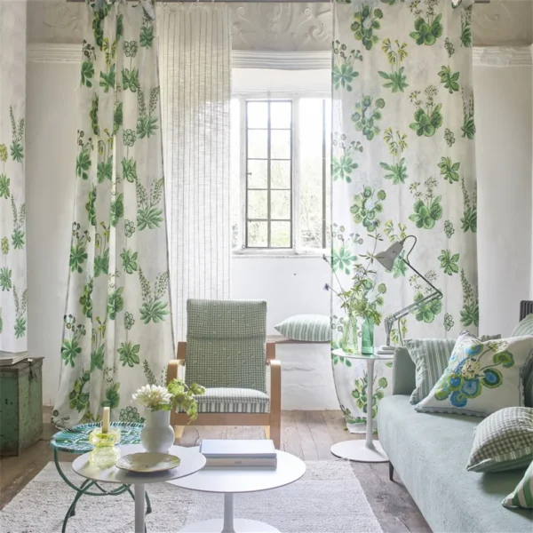 Primevère Fabric - Emerald by Primevère Fabric from Designers Guild Palette Provencale collection - green botanical linen