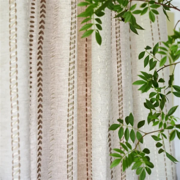 Panier Fabric - Tressé Linen by Panier Fabric from Designers Guild Palette Provencale collection - neutral striped embroideried