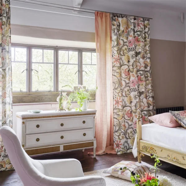 Osier Fabric - Damassé Travertine by Osier Fabric from Designers Guild Palette Provencale collection - brown botanical linen