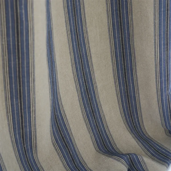 Loire Fabric - Indigo by Loire Fabric from Designers Guild Palette Provencale collection - blue striped linen