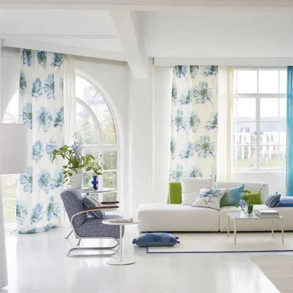 Coquelicot Fabric - Delft by Coquelicot Fabric from Designers Guild Palette Provencale collection - blue botanical linen