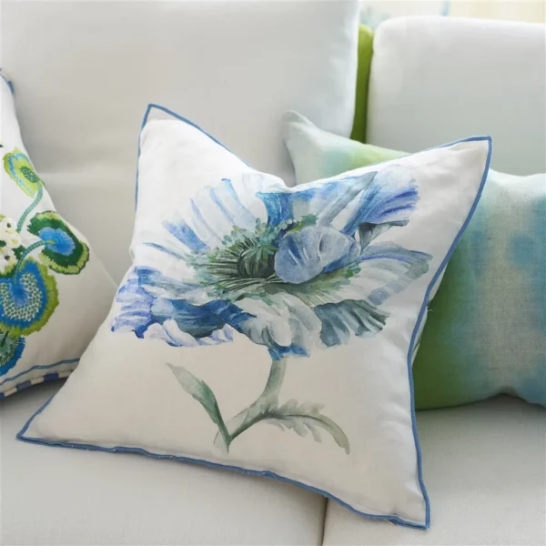 Coquelicot Fabric - Delft by Coquelicot Fabric from Designers Guild Palette Provencale collection - blue botanical linen