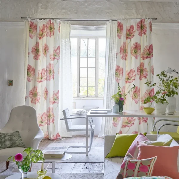 Coquelicot Fabric - Coral by Coquelicot Fabric from Designers Guild Palette Provencale collection - red botanical linen