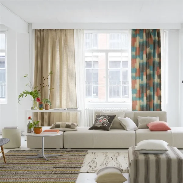 Carrés Fabric - Ombrés Terracotta by Carrés Fabric from Designers Guild Palette Provencale collection - brown spotted linen