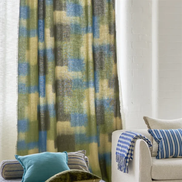 Carrés Fabric from Designers Guild Palette Provencale collection - green spotted linen