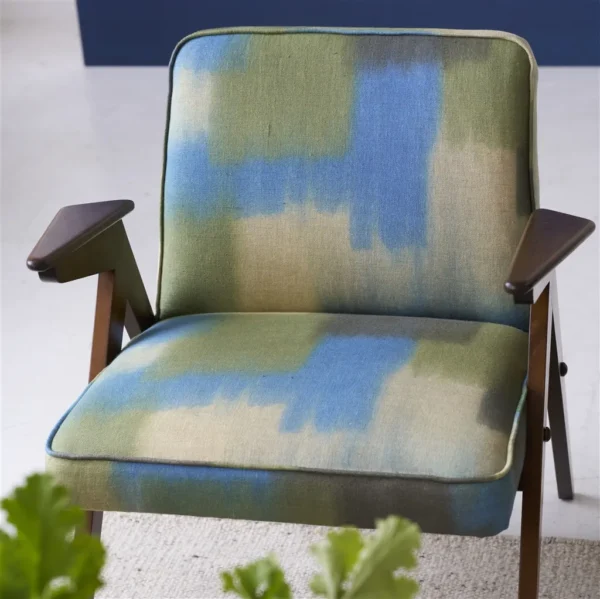 Carrés Fabric from Designers Guild Palette Provencale collection - green spotted linen