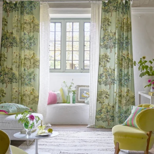 Bosquet Fabric - Sauvage Forest by Bosquet Fabric from Designers Guild Palette Provencale collection - green botanical embroideried