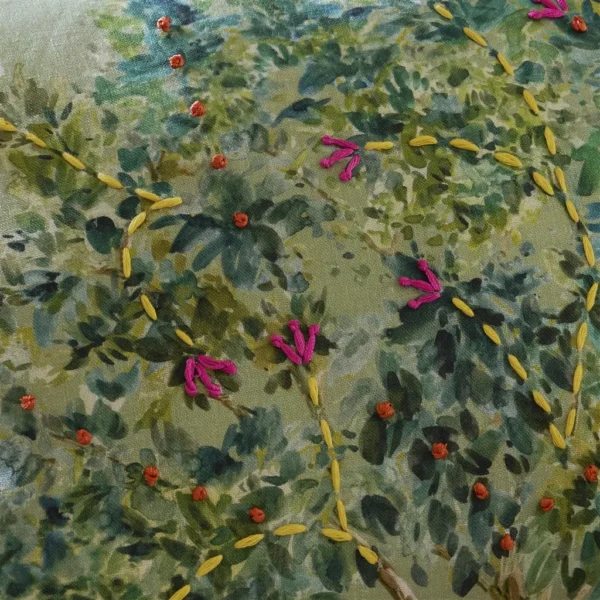 Bosquet Fabric - Sauvage Forest by Bosquet Fabric from Designers Guild Palette Provencale collection - green botanical embroideried