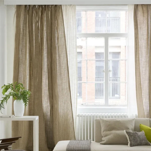 Pavin Fabric - Noir by Pavin Fabric from Designers Guild Isere collection - brown striped woven
