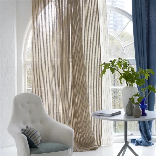 Pavin Fabric - Delft by Pavin Fabric from Designers Guild Isere collection - brown striped woven
