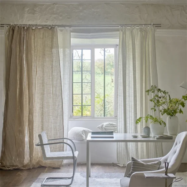 Pavin Fabric - Chalk by Pavin Fabric from Designers Guild Isere collection - white striped woven
