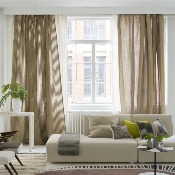 Cassien Fabric - Slate by Cassien Fabric from Designers Guild Isere collection - brown striped woven