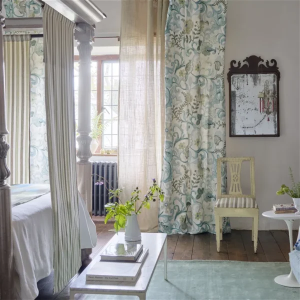 Cassien Fabric - Mineral by Cassien Fabric from Designers Guild Isere collection - blue striped woven