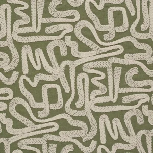 Script Fabric from iLiv Elaris collection - green misc woven
