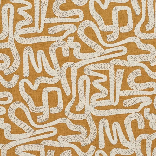 Script Fabric from iLiv Elaris collection - yellow misc woven