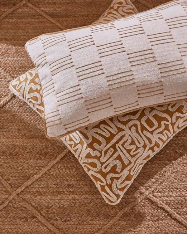 Onda Fabric - Ochre by Onda Fabric from iLiv Elaris collection - neutral checked woven