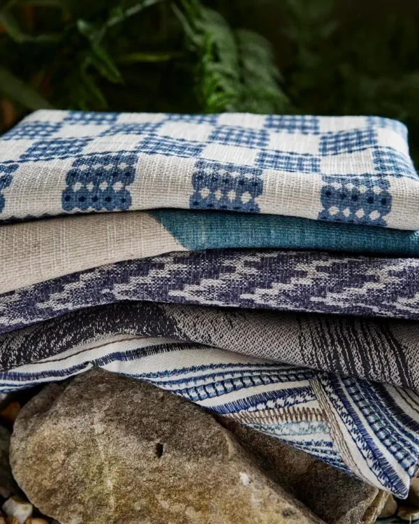 Flint Fabric from iLiv Elaris collection - blue checked printed