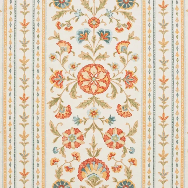 Marari Fabric - Coral by Marari Fabric from iLiv Tree of Life collection - orange striped printed