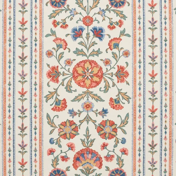 Marari Fabric - Ruby by Marari Fabric from iLiv Tree of Life collection - red striped printed
