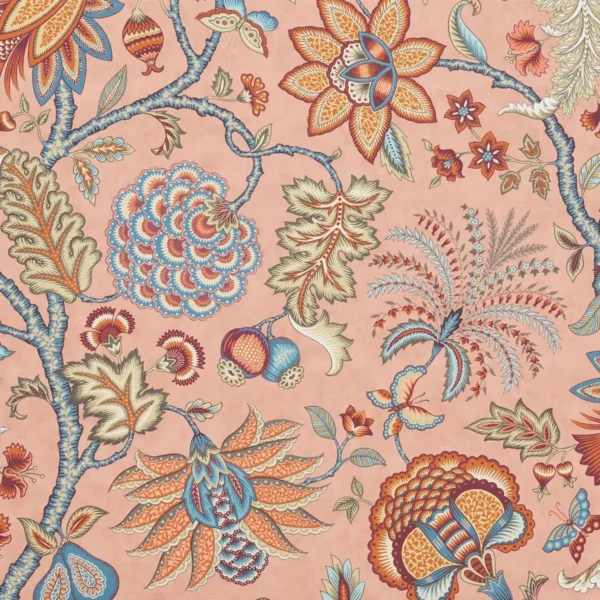 Tree of Life Fabric - Blush by Tree of Life Fabric from iLiv Tree of Life collection - orange botanical printed