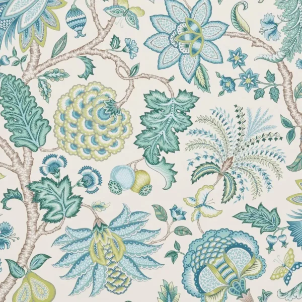 Tree of Life Fabric from iLiv Tree of Life collection - blue botanical printed