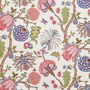 Palampore Fabric from iLiv Tree of Life collection - pink botanical embroideried
