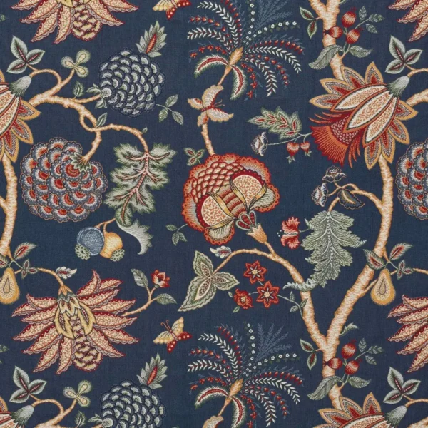 Casimir Fabric - Navy by Casimir Fabric from iLiv Tree of Life collection - blue botanical woven