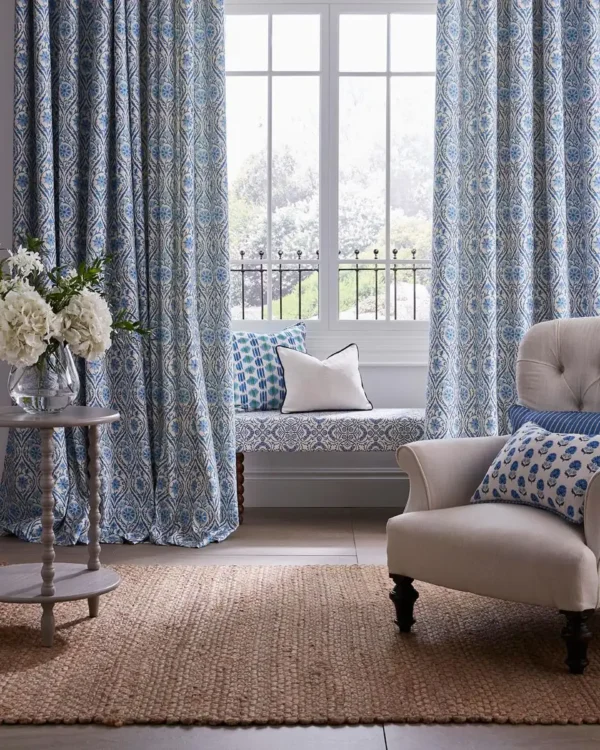 Castelle Fabric - Batik by Castelle Fabric from iLiv Tree of Life collection - blue botanical printed