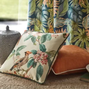 Birds of Paradise Fabric from iLiv Tree of Life collection - red animal embroideried