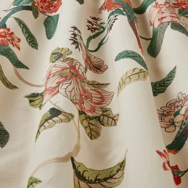 Birds of Paradise Fabric - Tapestry by Birds of Paradise Fabric from iLiv Tree of Life collection - red animal embroideried