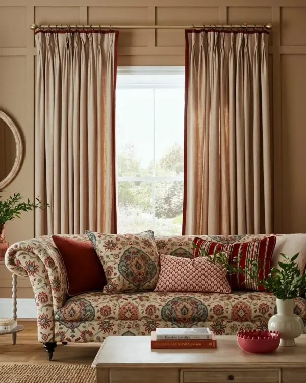 Amoli Fabric from iLiv Tree of Life collection - red striped woven