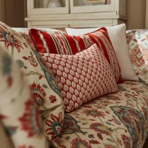 Amoli Fabric from iLiv Tree of Life collection - red striped woven