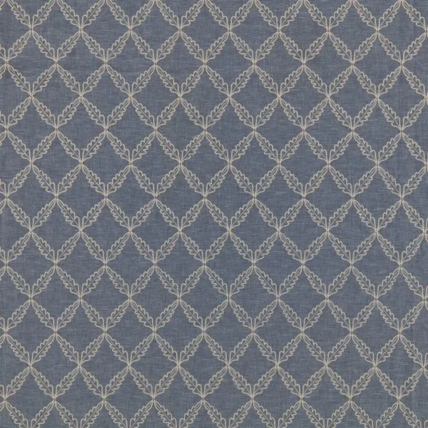 Edie Fabric from Ashley Wilde Henrietta collection - blue geometric embroideried