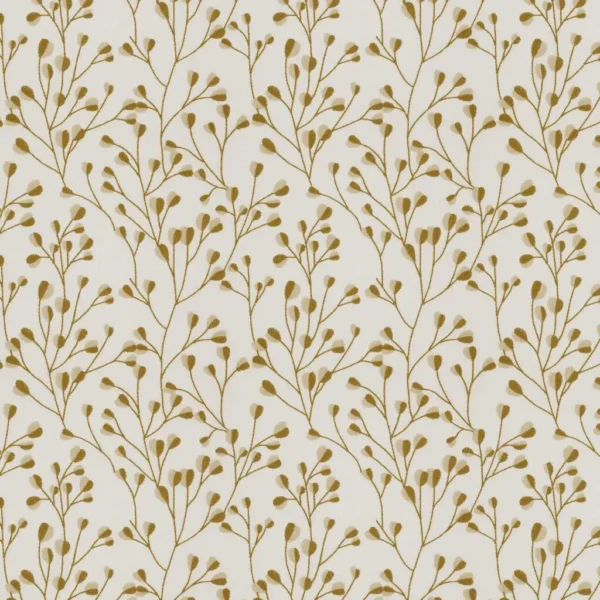Kamilla Fabric - Ochre by Kamilla Fabric from Ashley Wilde Henrietta collection - yellow botanical embroideried
