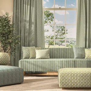 Zoe Fabric from Ashley Wilde Otto collection - green geometric cotton