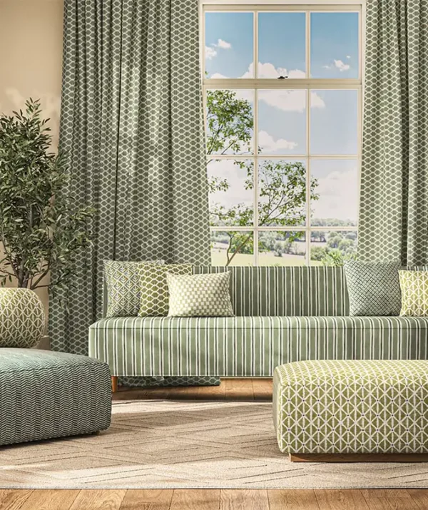 Nell Fabric - Emerald by Zoe Fabric from Ashley Wilde Otto collection - green geometric cotton
