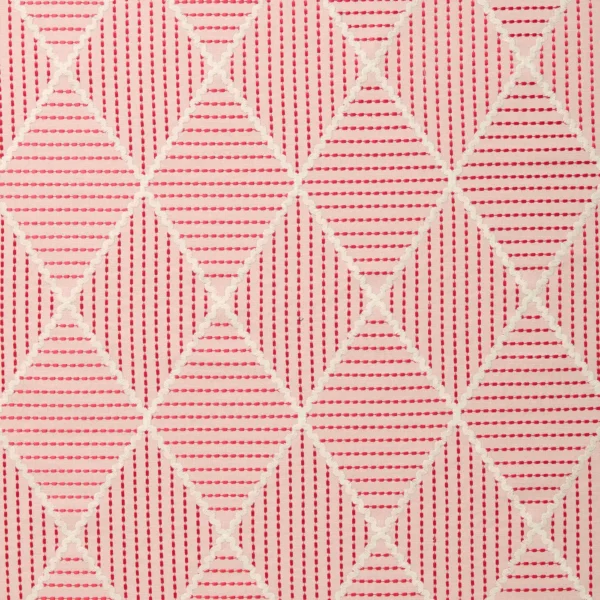 Oberon Fabric from Linwood Fabrics Titania collection - red geometric embroideried