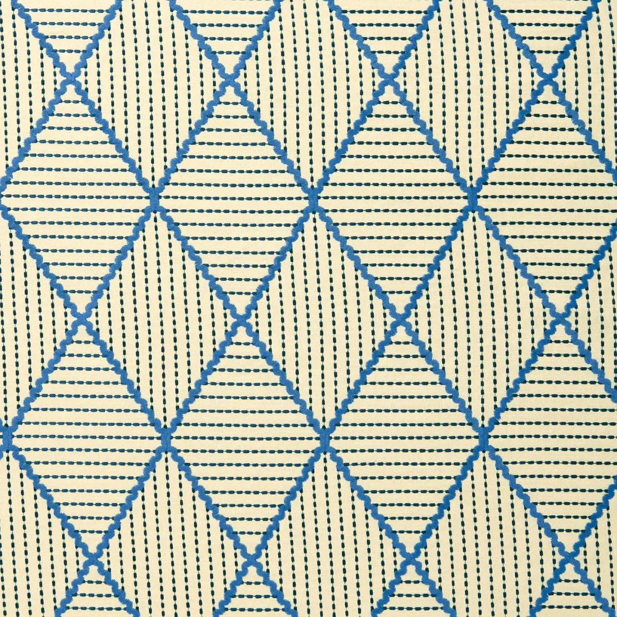 Oberon Fabric - Lake by Oberon Fabric from Linwood Fabrics Titania collection - yellow geometric embroideried