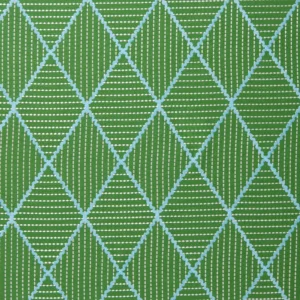 Oberon Fabric from Linwood Fabrics Titania collection - green geometric embroideried